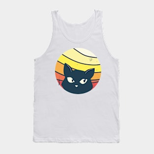 Black Cat Kitten Vintage Retro Aesthetic Vibes Animal Tank Top